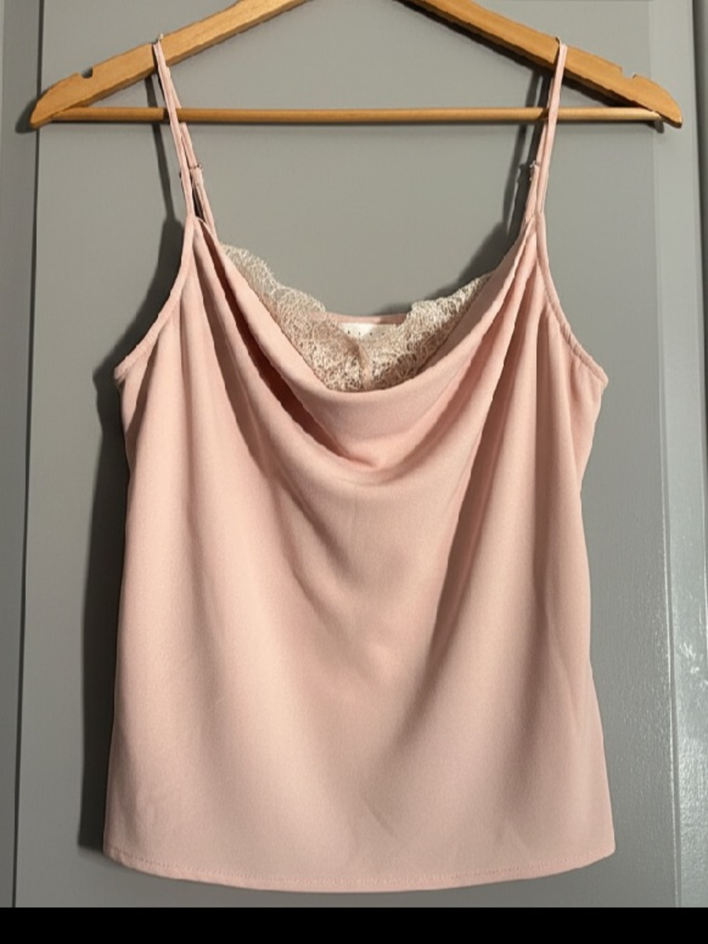 Leith Blush Lace-Trim Cowl Neck Camisole Top ❤️NWT❤️